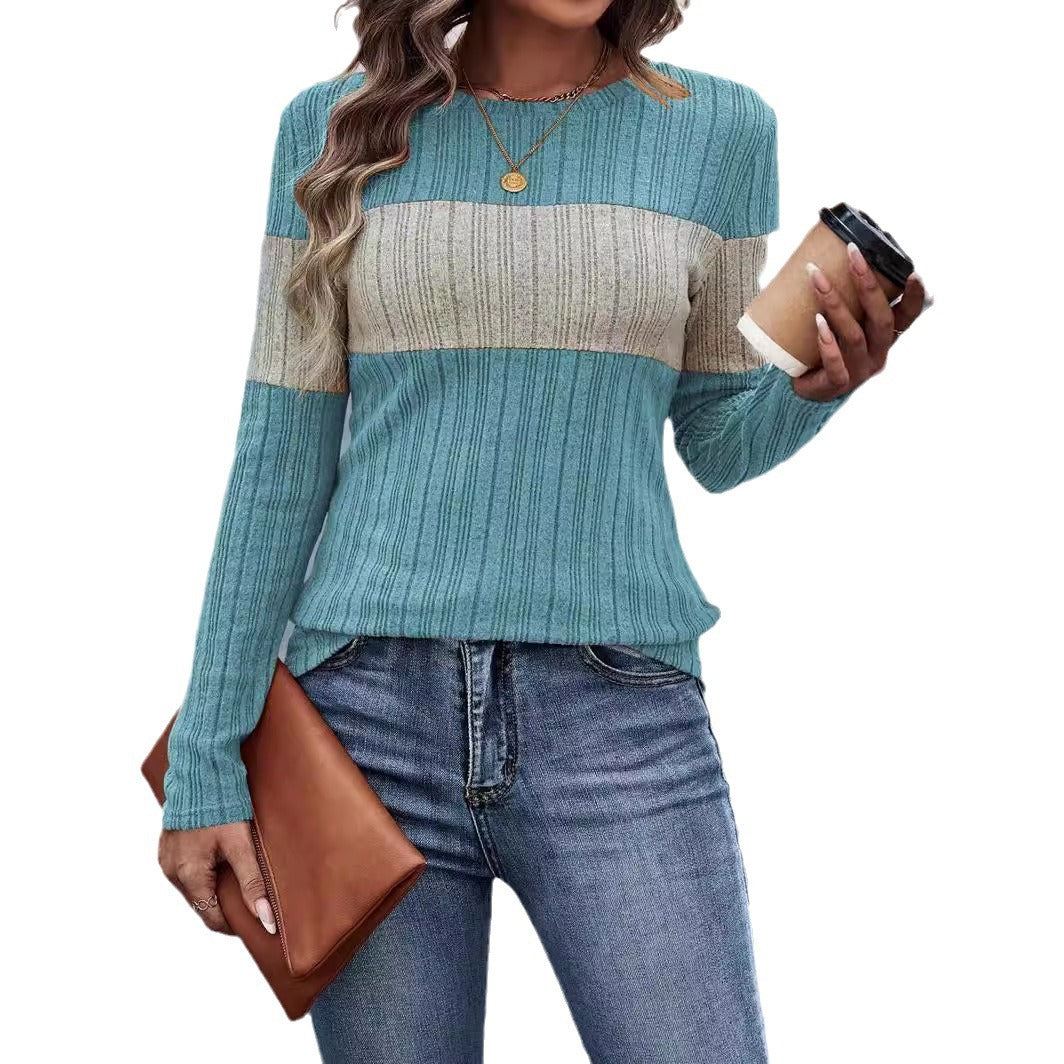 Pull en tricot tendance pour femmes avec des rayures contrastées Chic und Stil