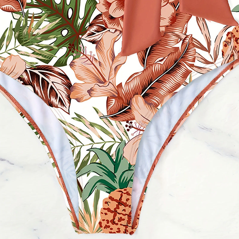 Maillot de bain une pièce à imprimé tropical à enrouler pour dames Chic und Stil
