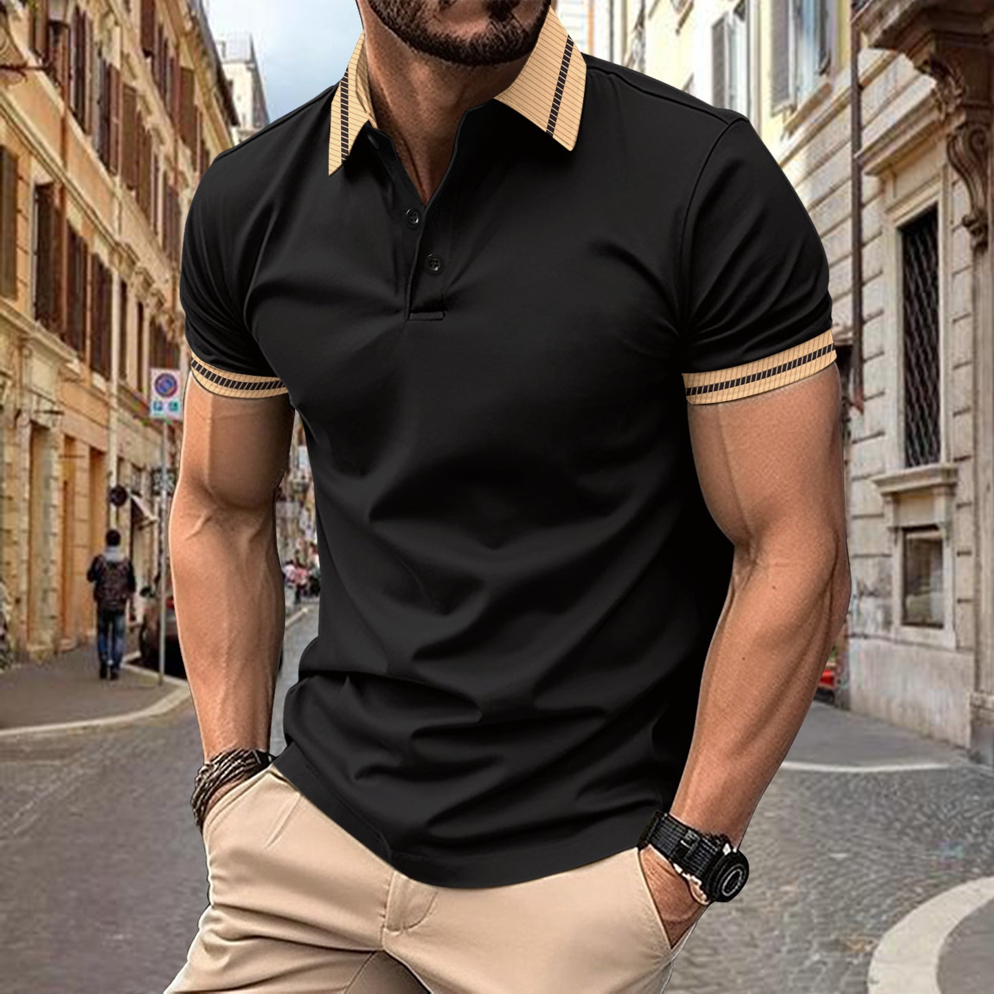Polo de performance stylé pour hommes avec col contrasté Chic und Stil