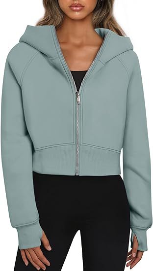 Veste à capuche cropped pour femmes avec fermeture éclair intégrale Chic und Stil