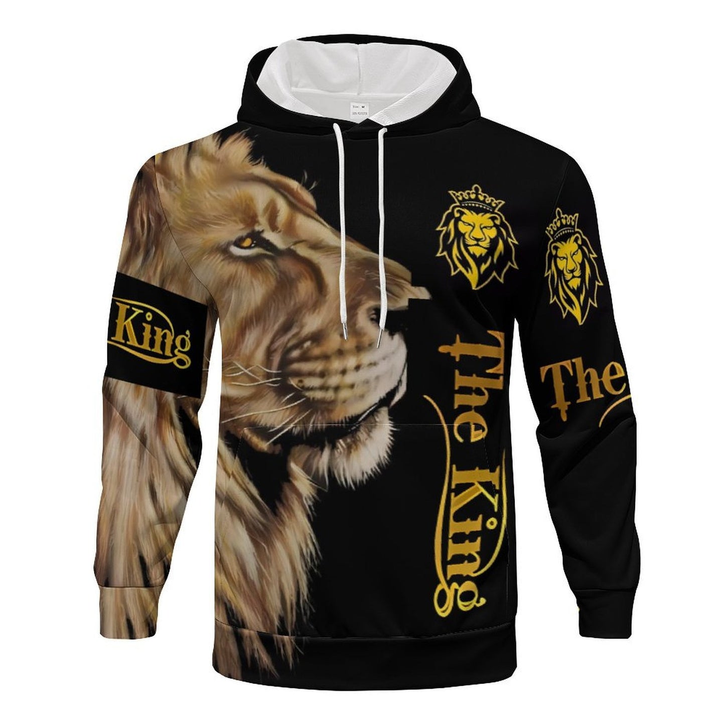 Men Motivated Hoodie Set and Jogging Pants with Chic Artistic Lion Print