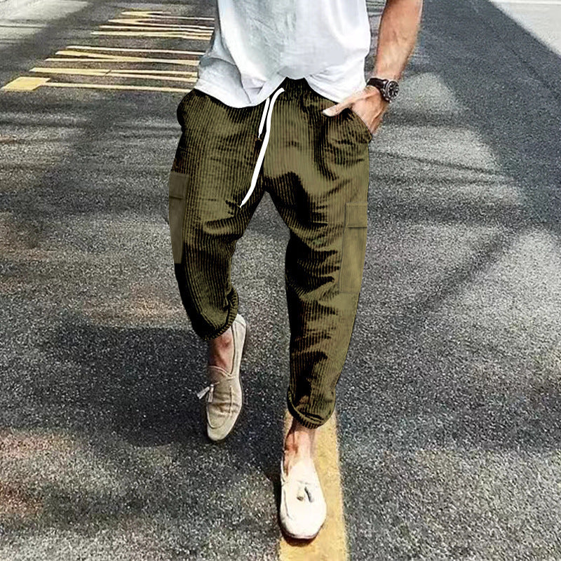Pantalon cargo décontracté pour hommes avec taille ajustable et poches latérales pratiques Chic und Stil