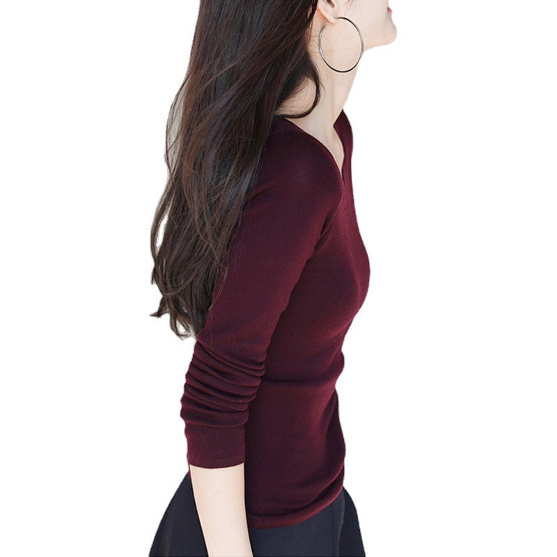 Haut en tricot à manches longues pour femmes à col en V Chic und Stil