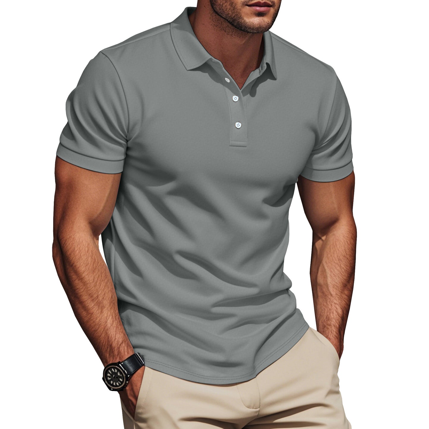 Polo pour hommes à la mode en matériau respirant avec design texturé Chic und Stil