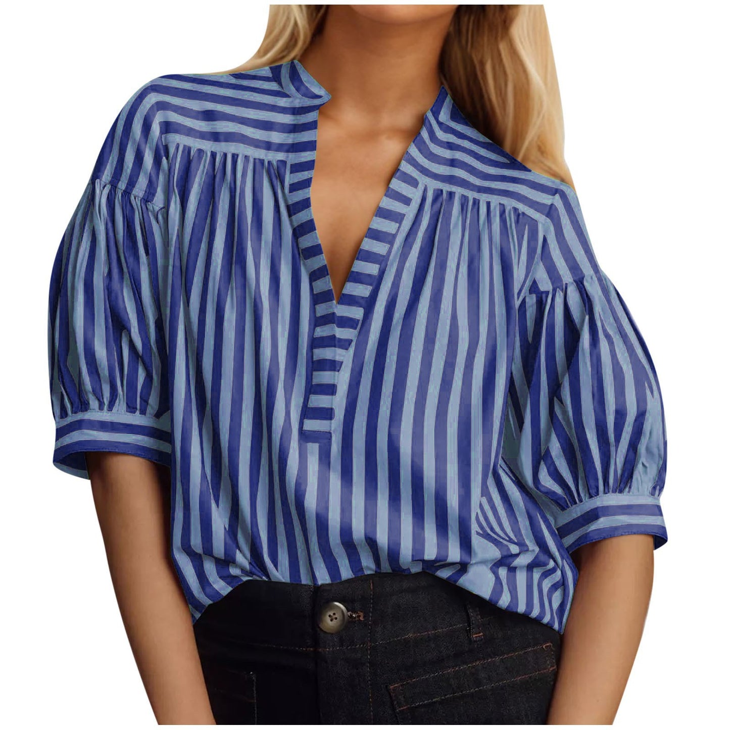 Chemisier pour femmes avec manches bouffantes et motif rayé Chic und Stil
