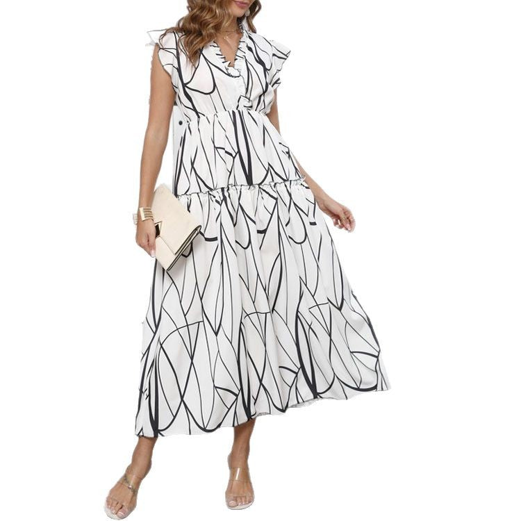 Robe midi fluide à volants pour femmes Chic und Stil