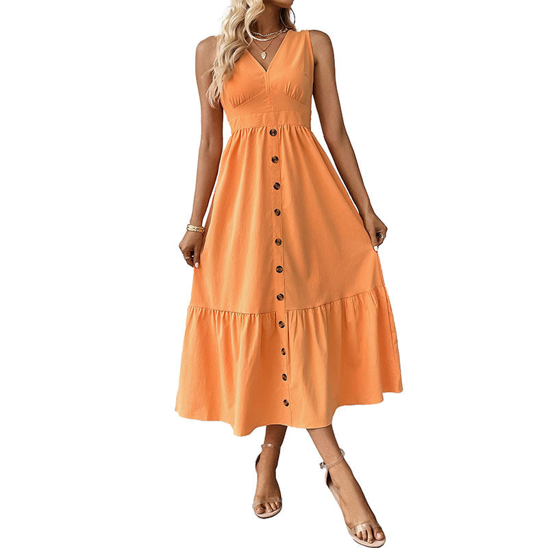 Robe Maxi à Boutons pour Femme avec Jupe Fluide Chic und Stil
