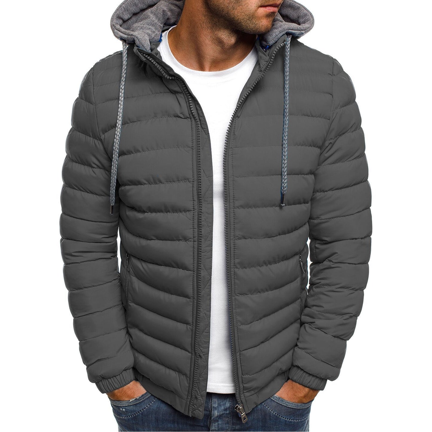 Hommes Veste matelassée légère avec capuche amovible et intérieur doux Chic und Stil