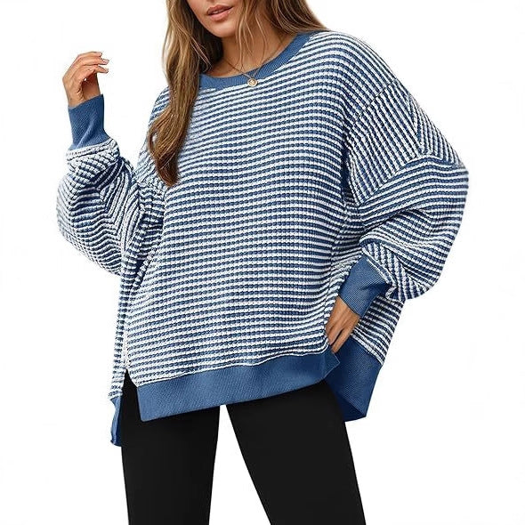 Pull oversized rayé décontracté pour dames Chic und Stil