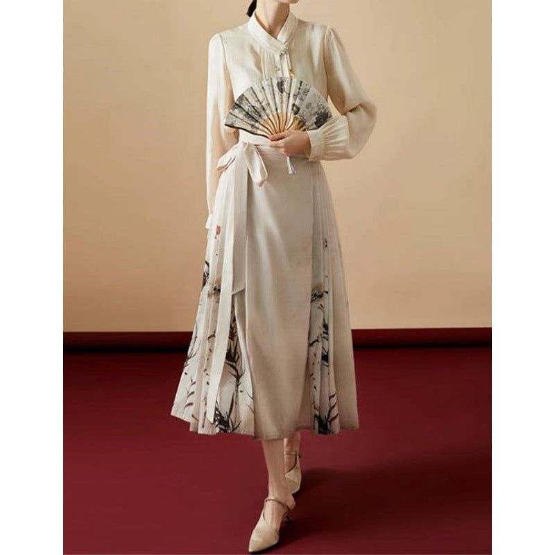 Jupe maxi A-line élégante pour femme avec imprimé artistique Chic und Stil