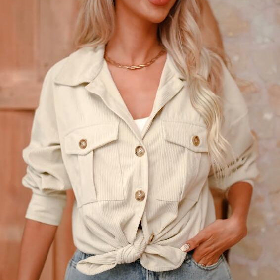 Veste en corduroy pour femmes avec poches poitrine doubles Chic und Stil