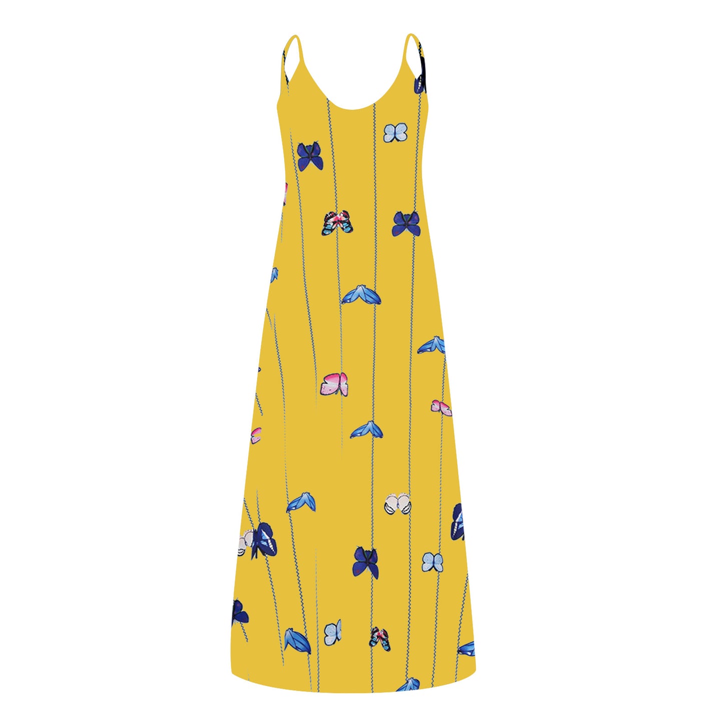 Robe maxi florale pour femmes avec des bretelles spaghetti Chic und Stil