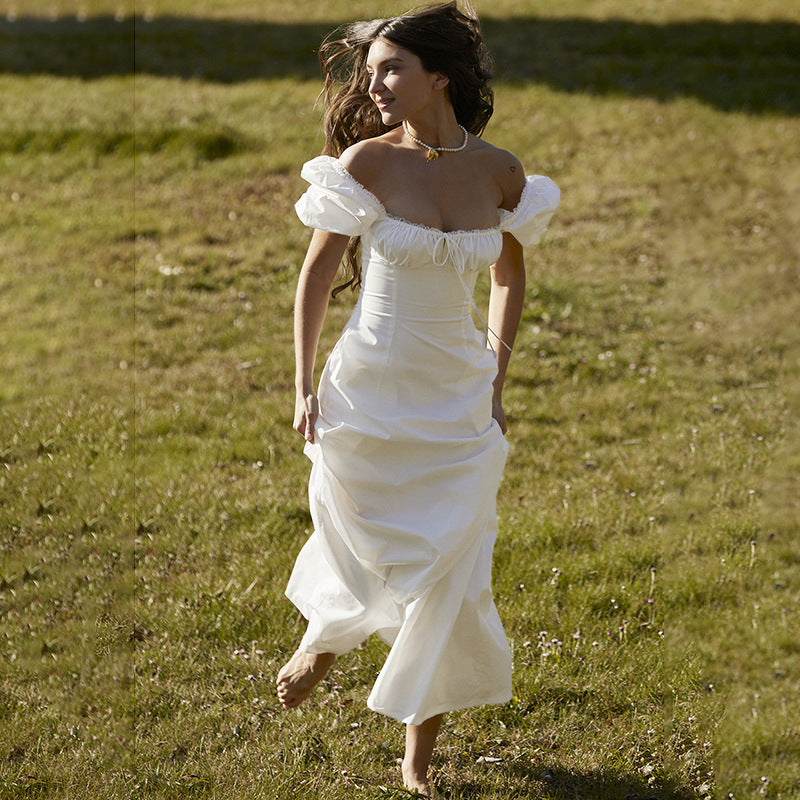 Robe maxi élégante avec des manches bouffantes pour dames Chic und Stil