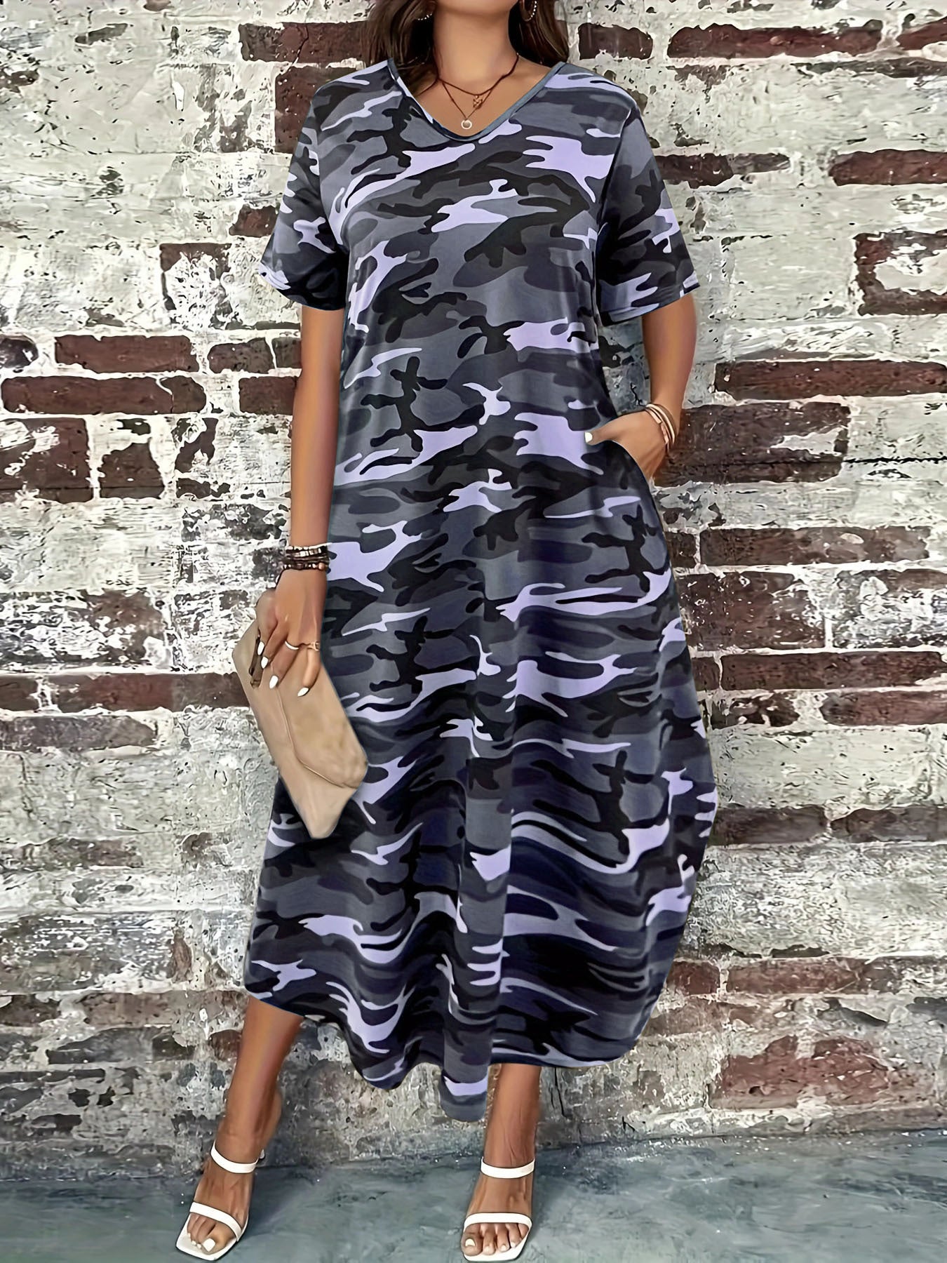 Robe Maxi Camo Imprimé de Loisirs pour Femmes Chic und Stil