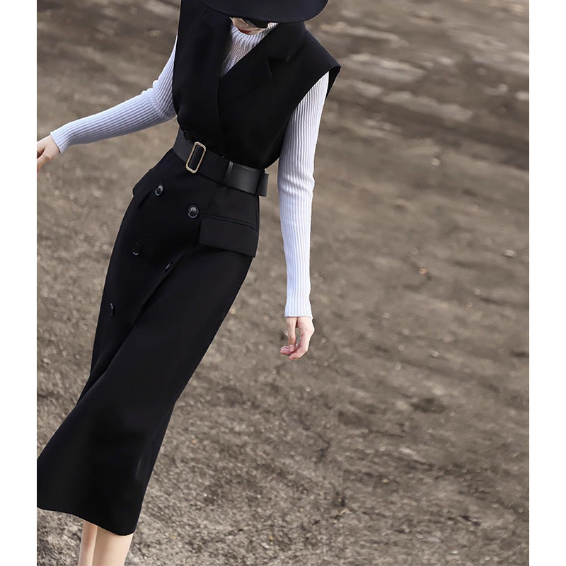 Robe gilet croisée ajustée pour femmes Chic und Stil
