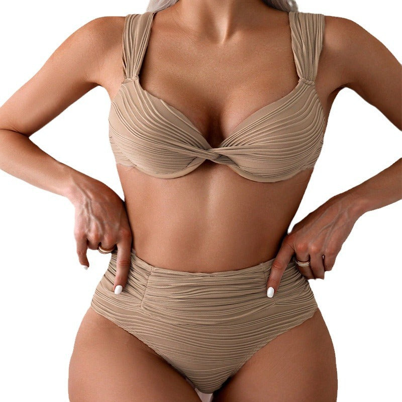 Bikini à taille haute froncé pour femmes Chic und Stil