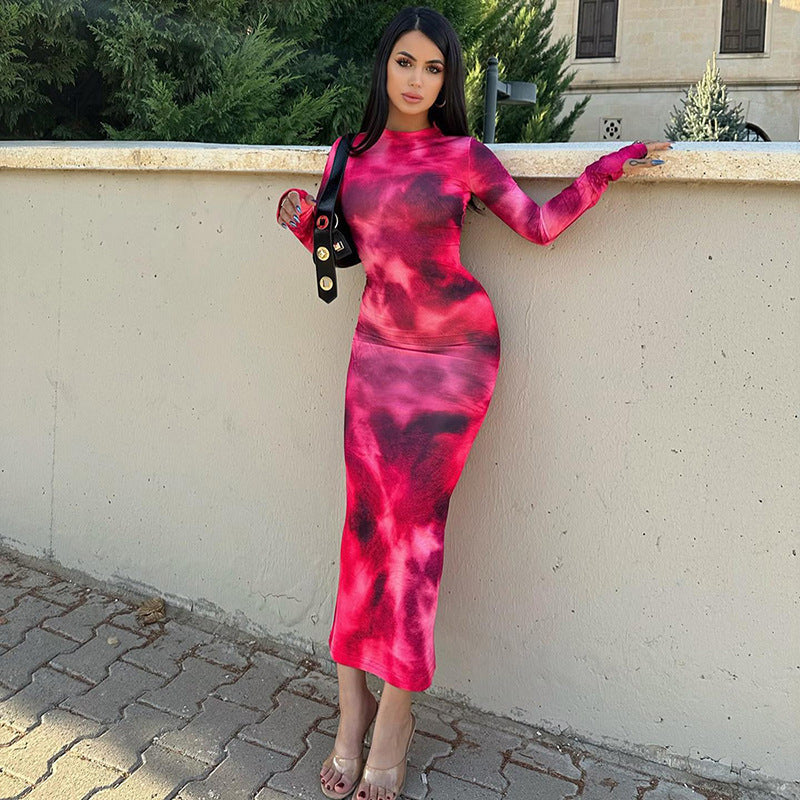 Chic and elegant women's wrap batik maxi dress