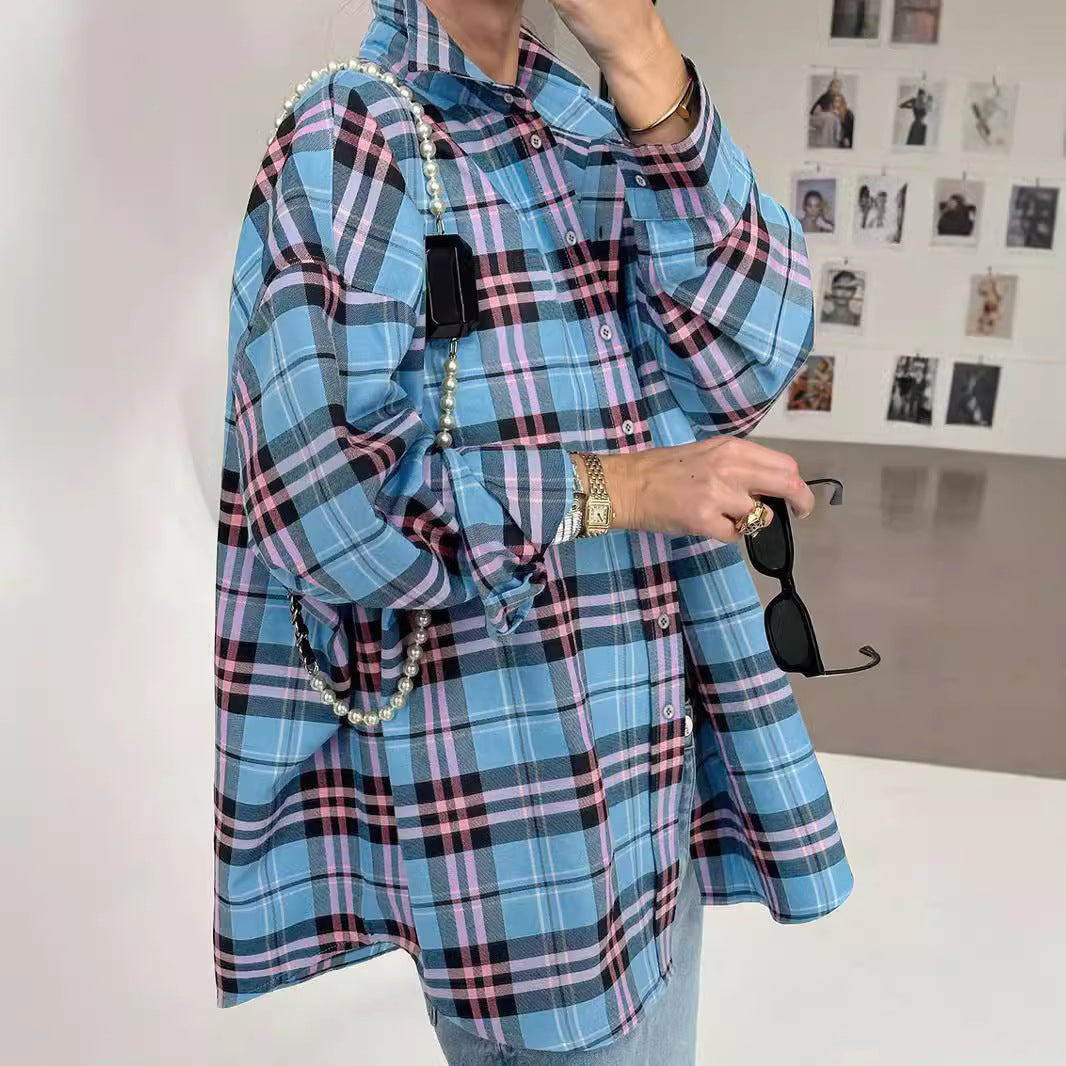 Chemise à carreaux surdimensionnée dames Chic und Stil