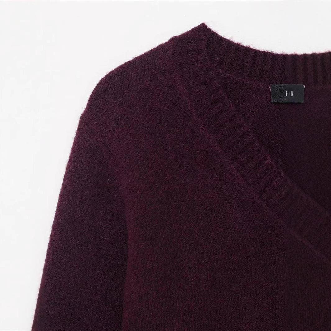 Pull-over en tricot à col en V pour femmes en mélange de coton de haute qualité Chic und Stil