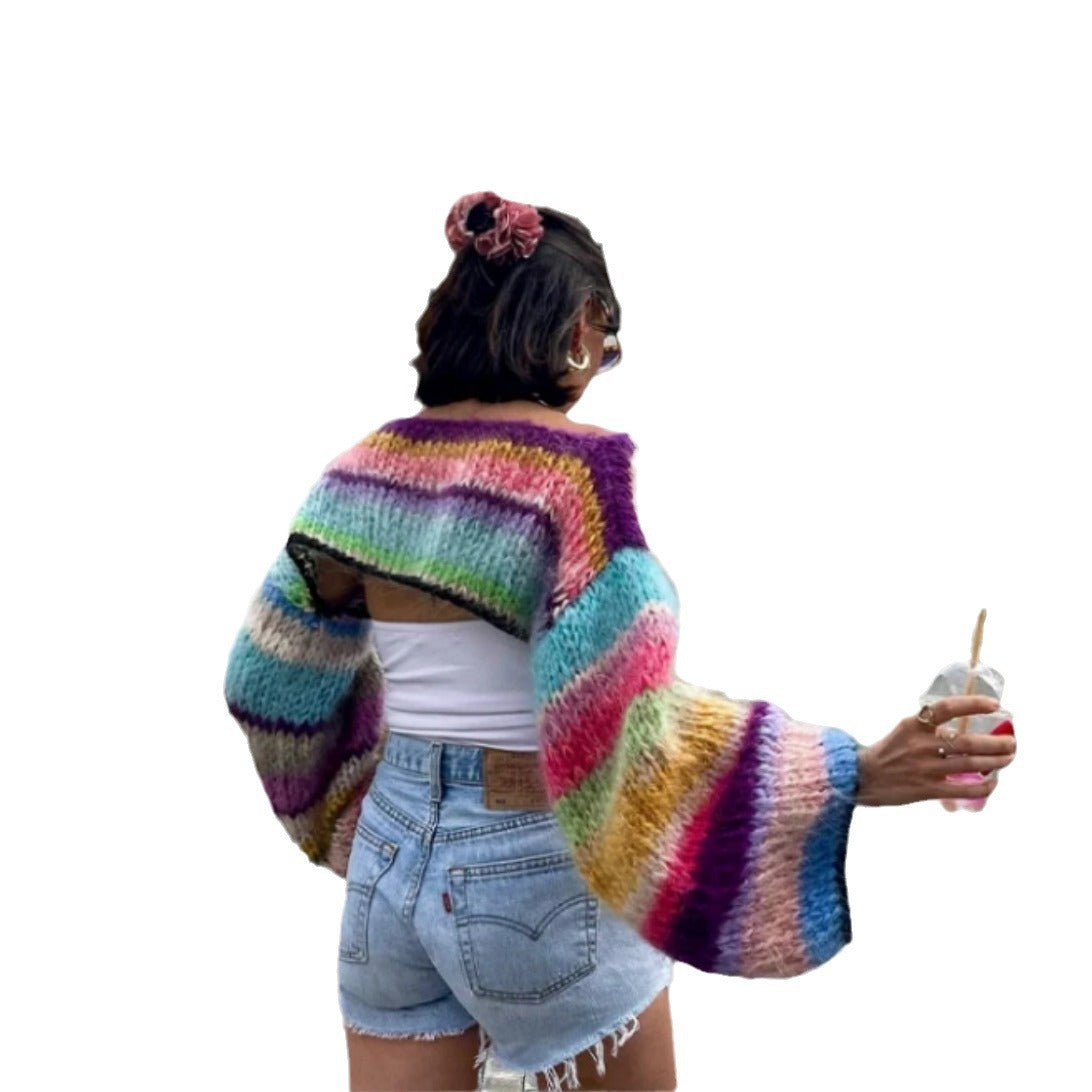 Pull en tricot pour femmes au design coloré avec des manches larges Chic und Stil