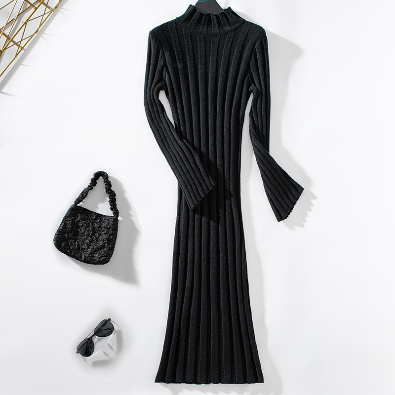 Robes en tricot élégantes pour femmes avec col montant et structure à côtes Chic und Stil