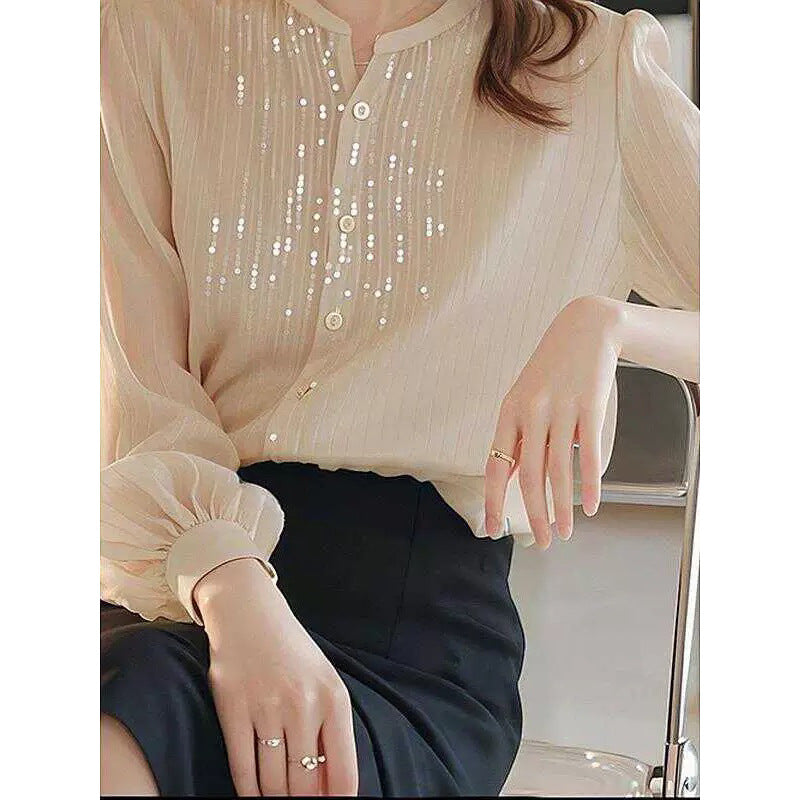 Blouse transparente élégante à boutons pour femmes Chic und Stil