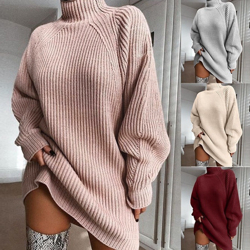Pull en grosse maille pour femmes avec col haut Chic und Stil