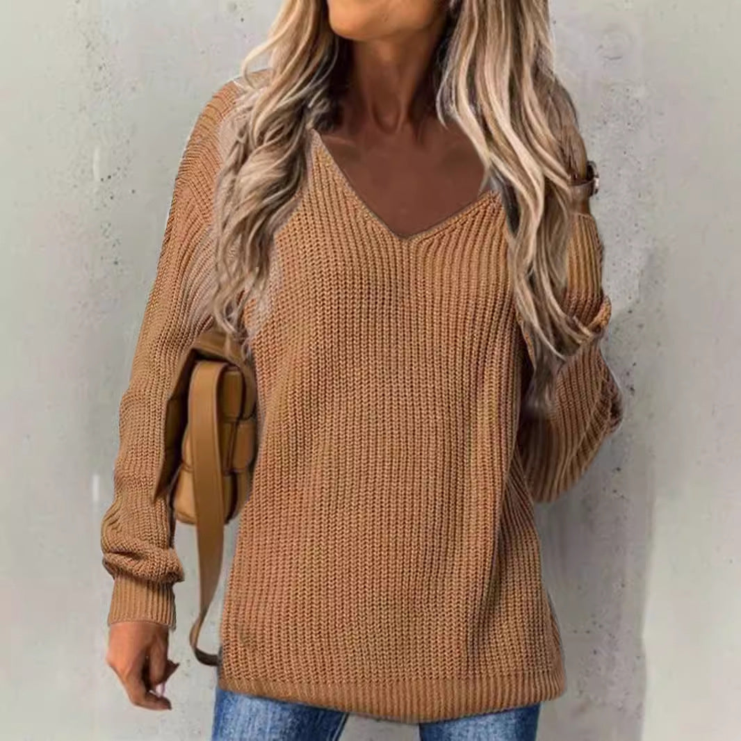 Pull-over en tricot épais à encolure en V pour femmes avec coupe décontractée Chic und Stil