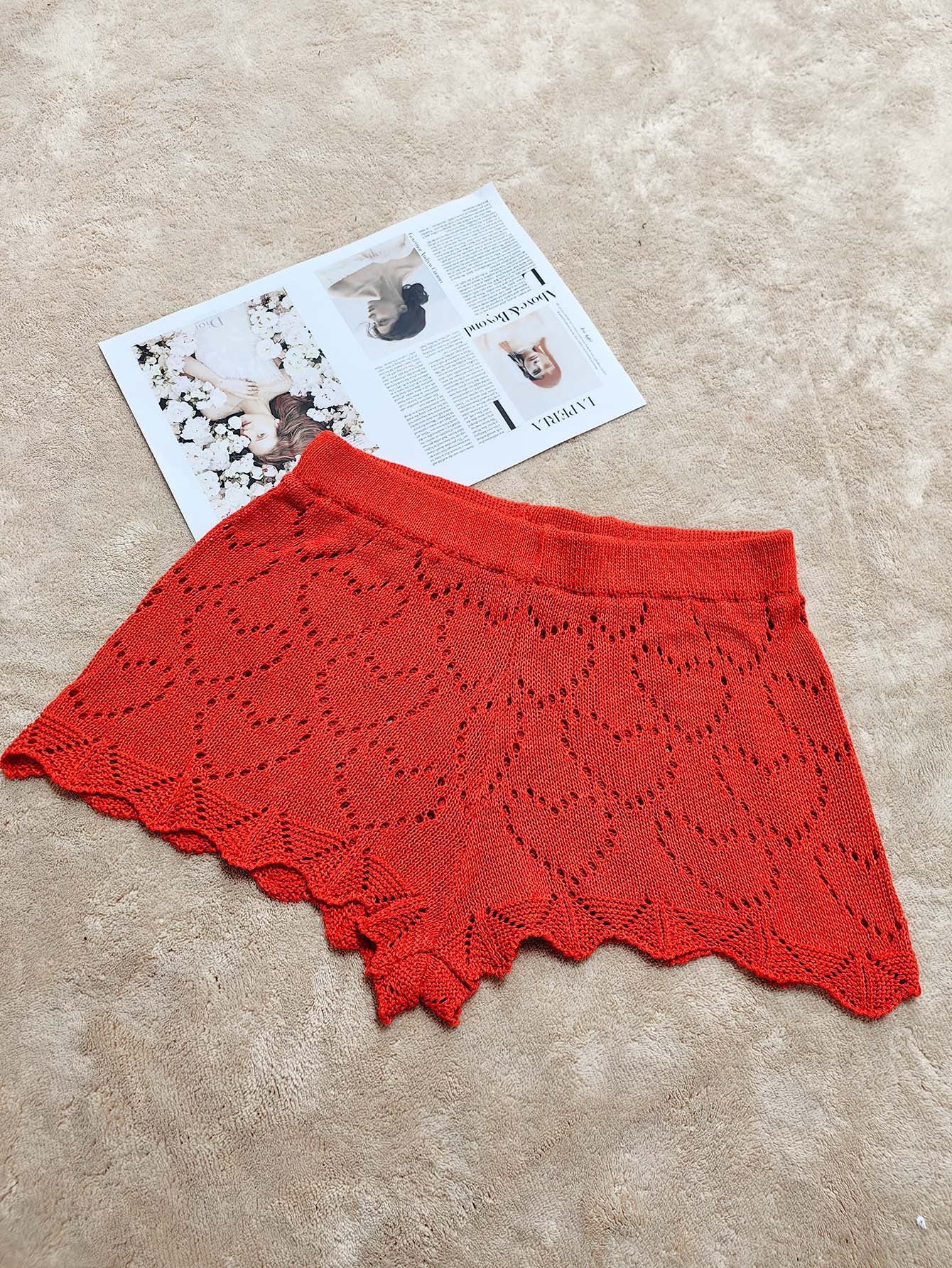 Shorts en tricot à motif de cœur pour femmes Chic und Stil