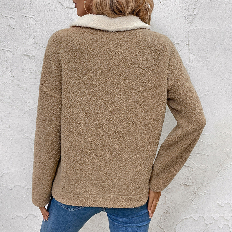 Pull en polaire pour femmes avec demi-fermeture éclair et poches Chic und Stil