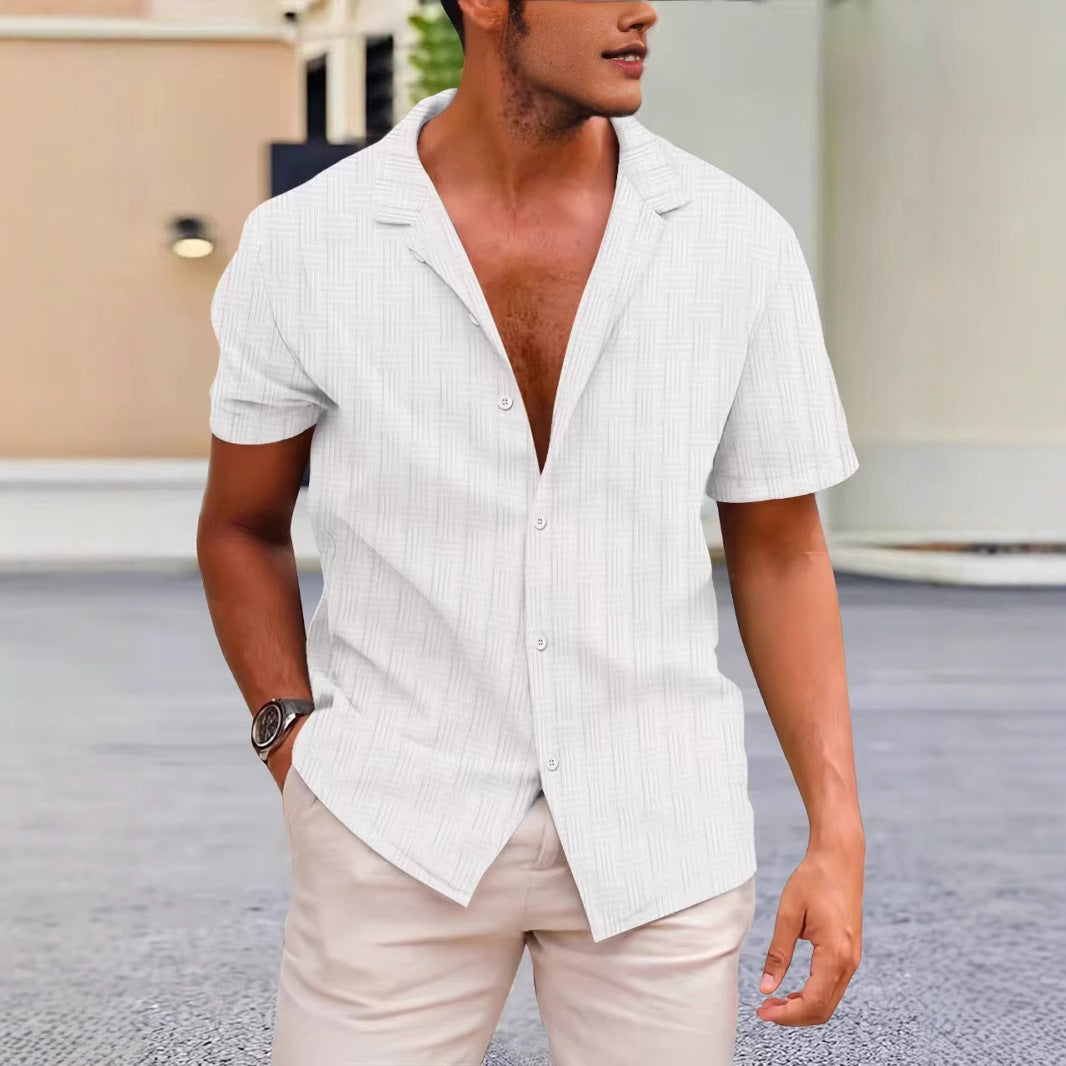 Chemise mode à manches courtes pour hommes avec un design de texture moderne Chic und Stil