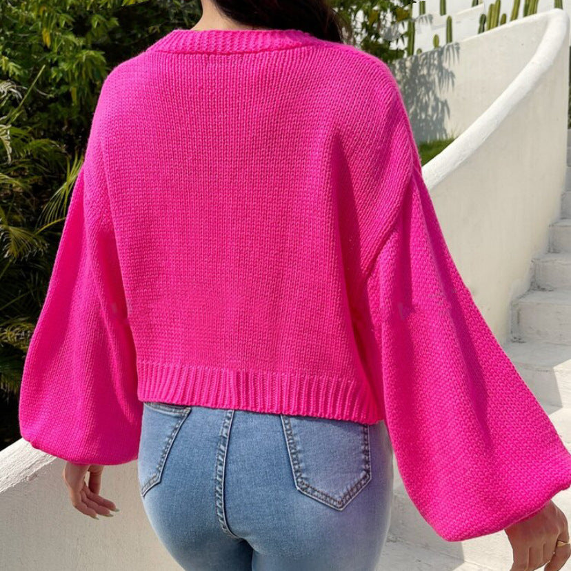 Cardigan court en tricot pour femmes avec un motif floral fantaisiste Chic und Stil
