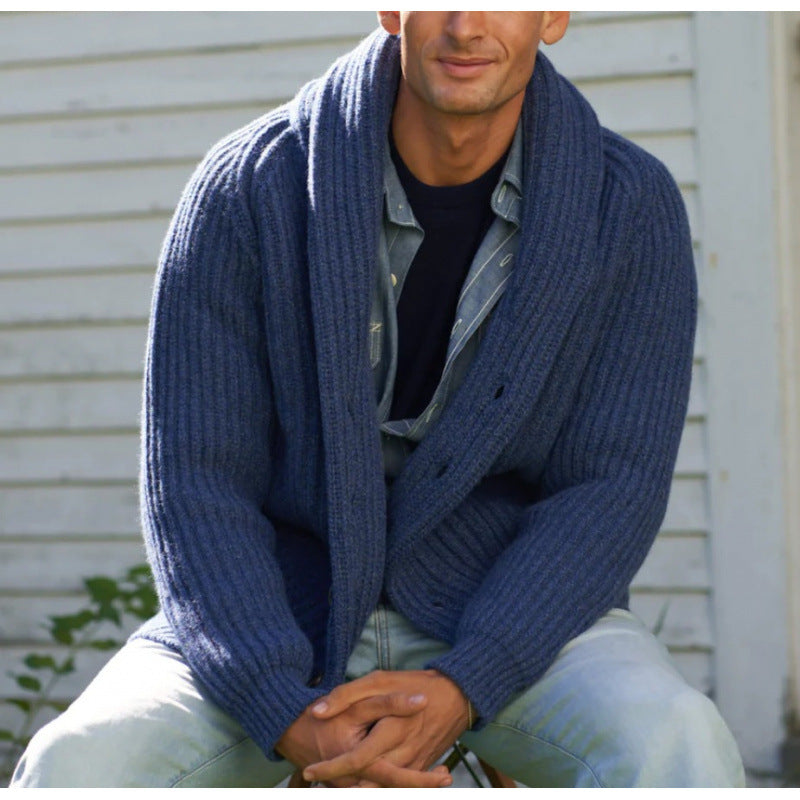 Cardigan en tricot pour hommes avec revers drapé Chic und Stil