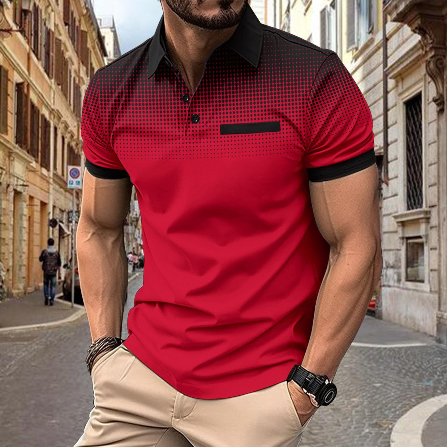 Polo-shirt pour hommes à manches courtes avec motif dégradé Chic und Stil