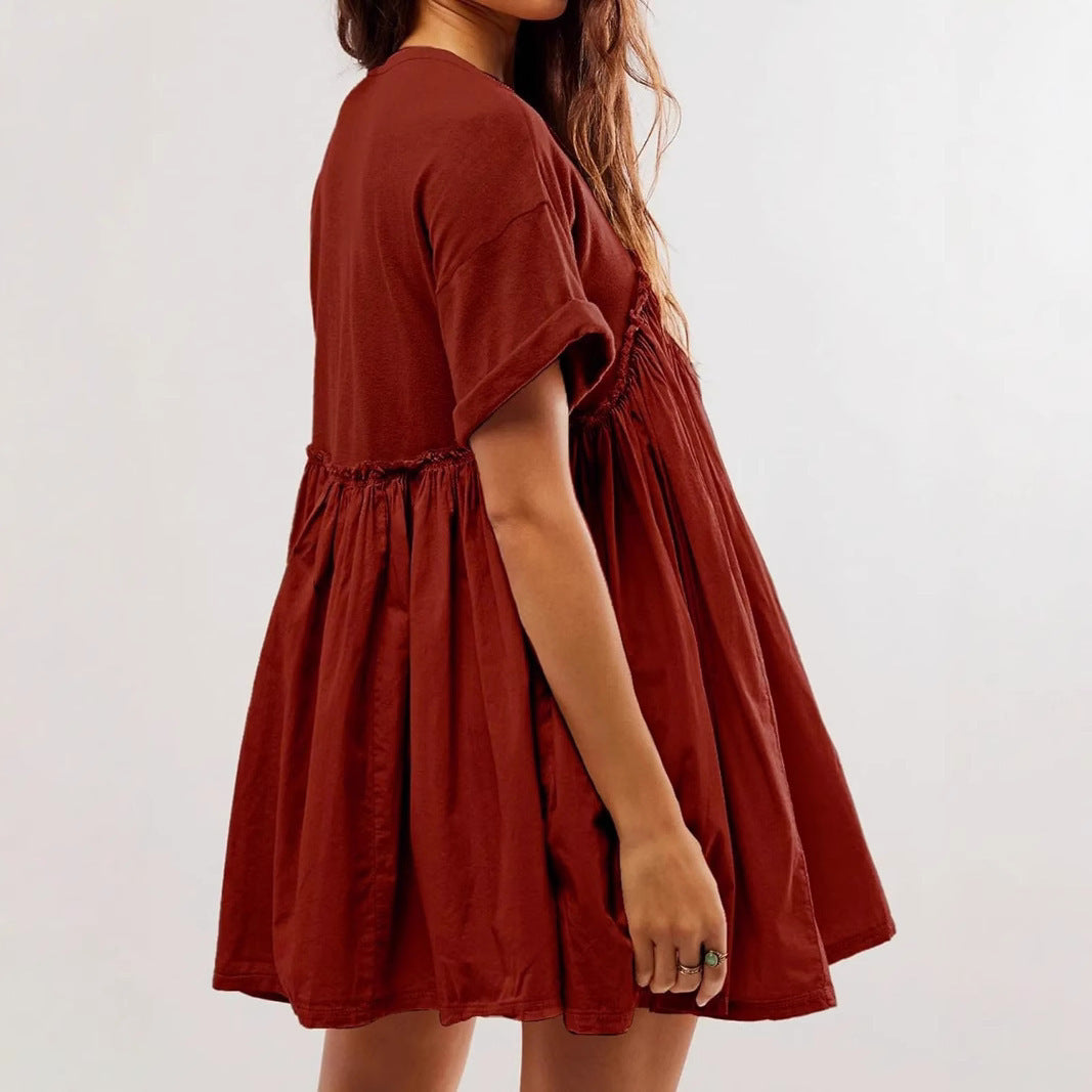Robe shift plissée décontractée pour femmes Chic und Stil