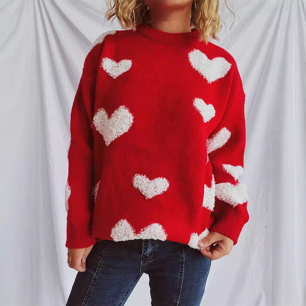 Pull femme avec motif en cœur et applications moelleuses Chic und Stil