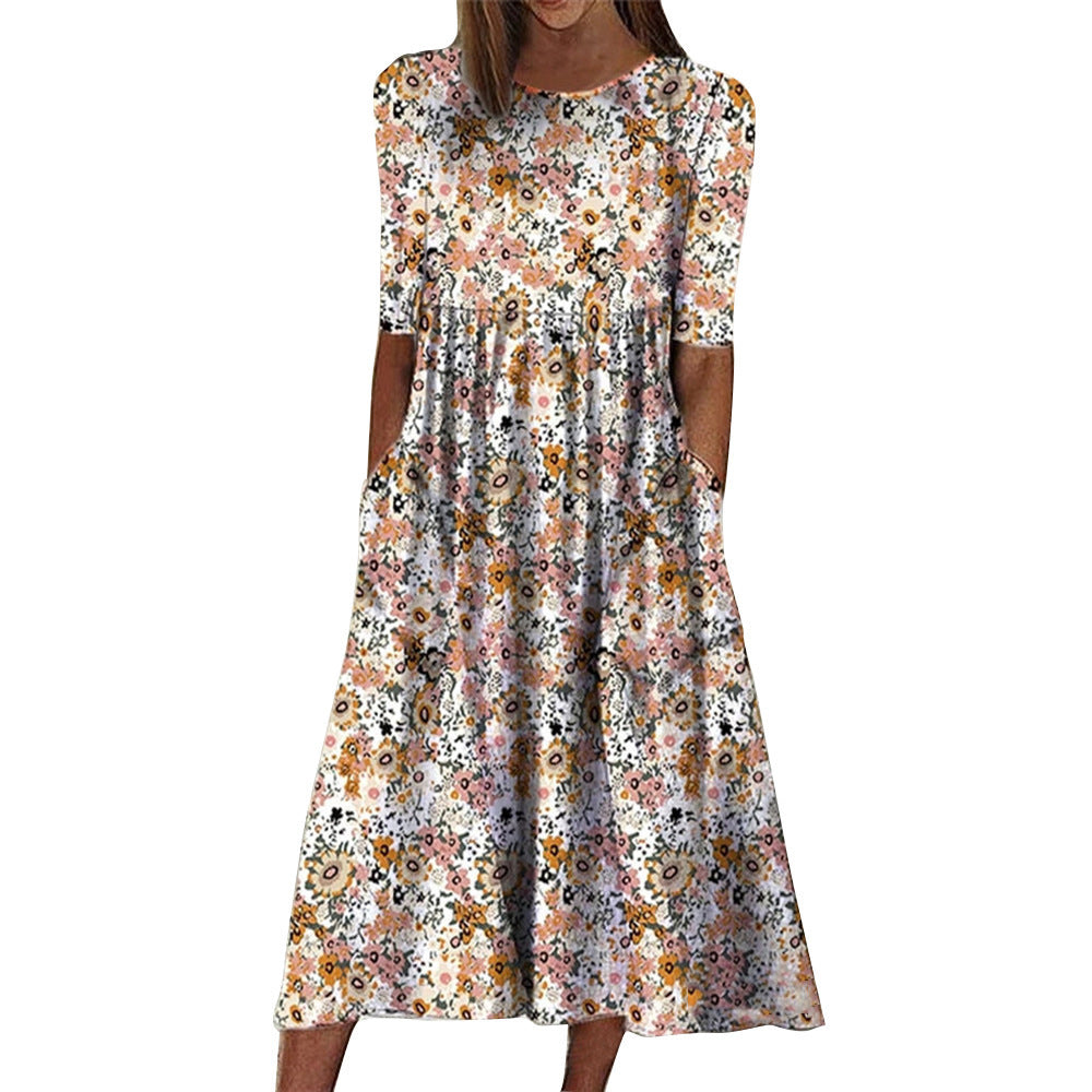 Robe midi femme avec design floral et poches pratiques Chic und Stil