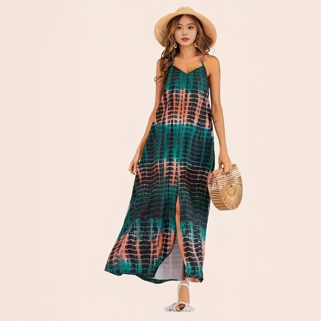 Robe maxi femme avec décolleté en V profond et fente latérale Chic und Stil
