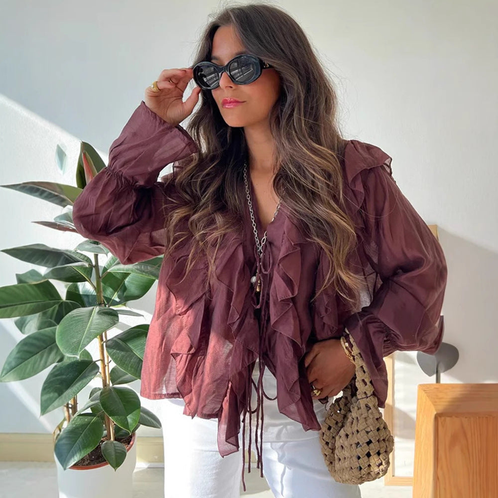 Blouse à volants pour femmes en tissu léger Chic und Stil