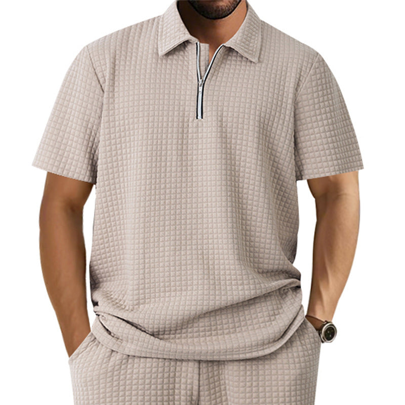 Chemise polo pour hommes avec un design de structure innovant et une demi-fermeture éclair Chic und Stil