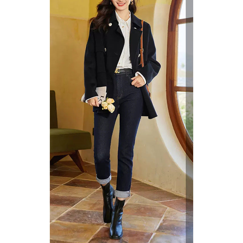 Veste en laine mélangée à double boutonnage pour femmes Chic und Stil