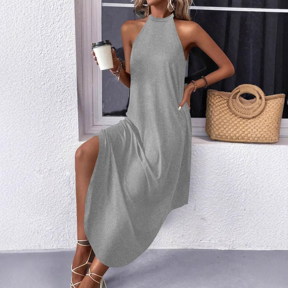 Robe maxi d'été décontractée pour femmes avec un élégant dos nu et des poches pratiques Chic und Stil