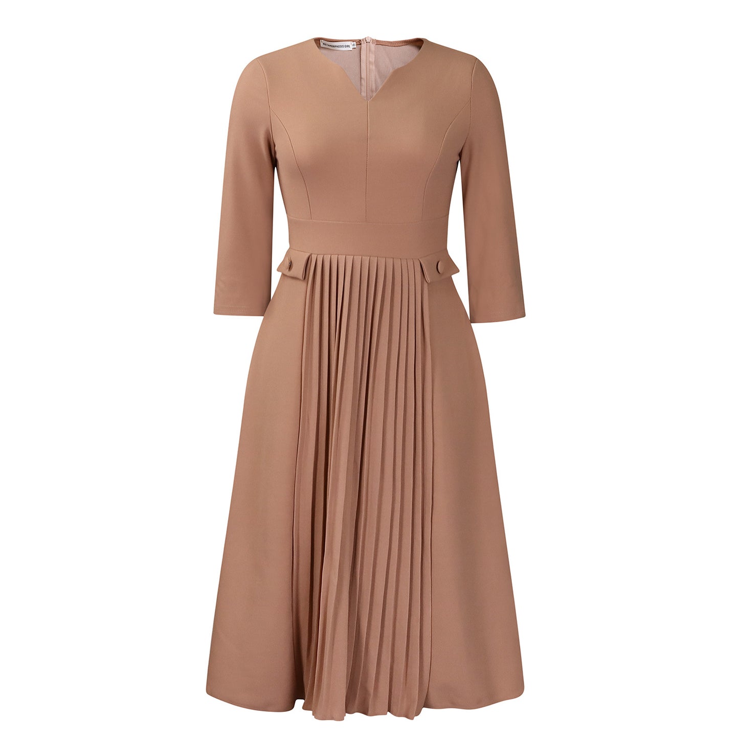Dames Élégante Robe Midi à Plis Chic und Stil