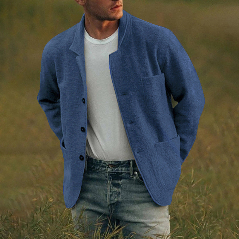 Blazer décontracté en lin pour hommes avec poches plaquées Chic und Stil
