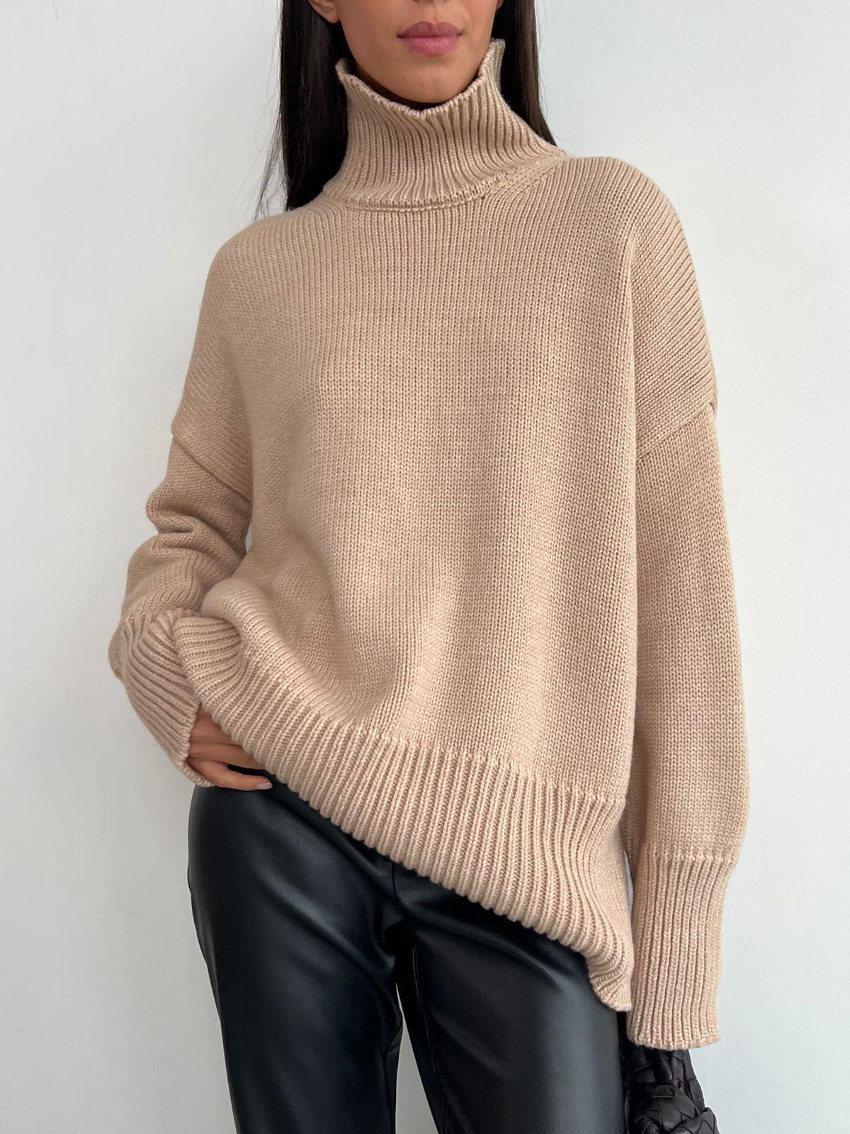 Pull à col roulé surdimensionné pour femmes en tricot doux Chic und Stil