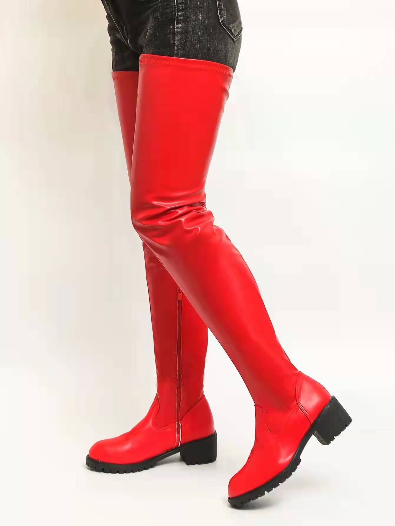 Bottes jusqu'au genou pour dames en cuir synthétique de haute qualité avec semelle antidérapante Chic und Stil