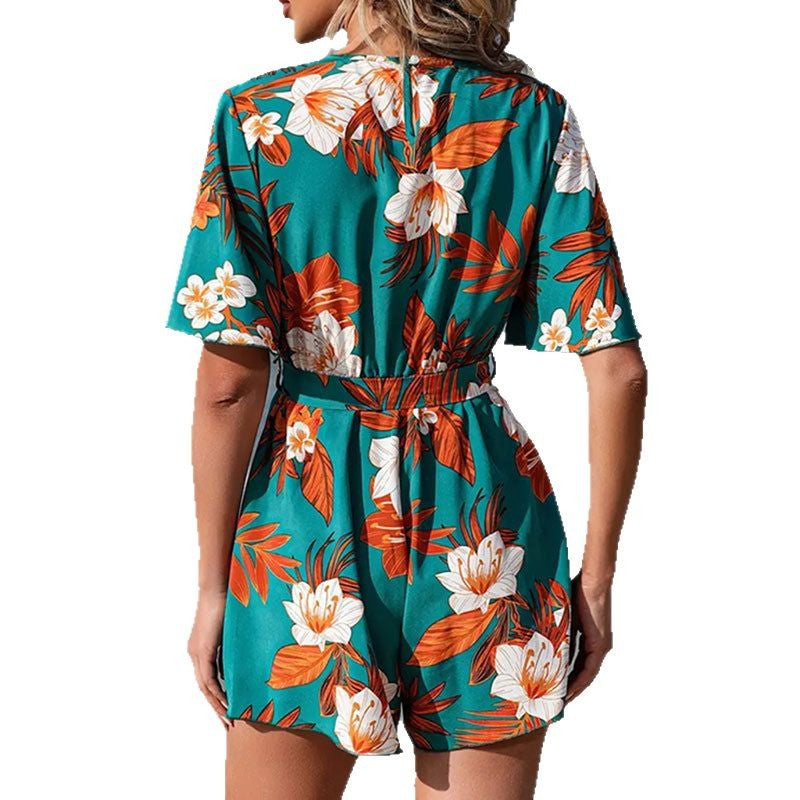 Dames robe portefeuille salopette à fleurs Chic und Stil