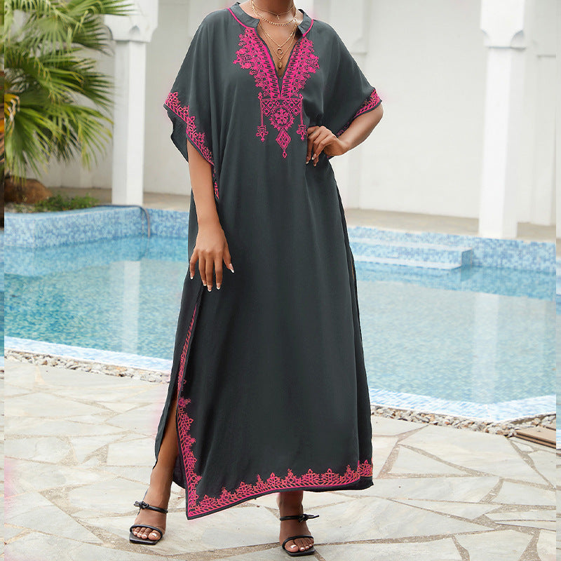 Robe kaftan élégante brodée pour dames Chic und Stil