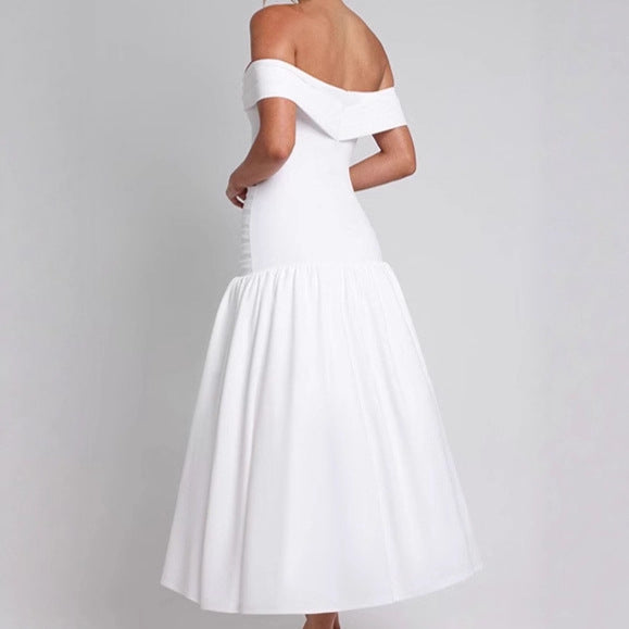 Robe maxi off-shoulder de haute qualité pour femmes avec une coupe cintrée et une jupe fluide Chic und Stil