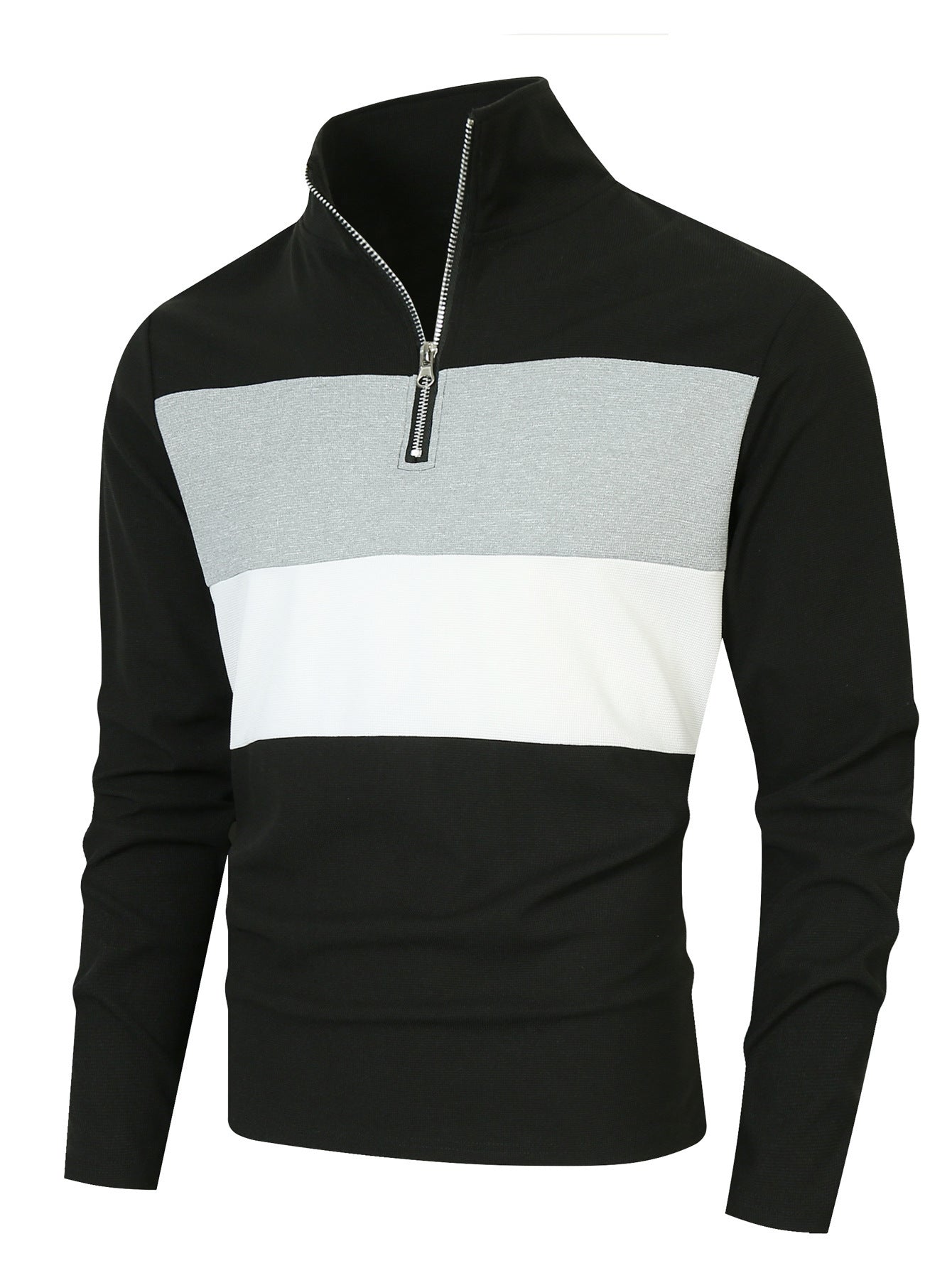 Pull à col montant tendance pour hommes avec fermeture éclair et design structuré Chic und Stil